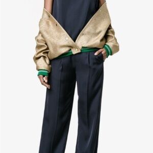 Vince Navy Silk Like Tailored high waisted Trousers